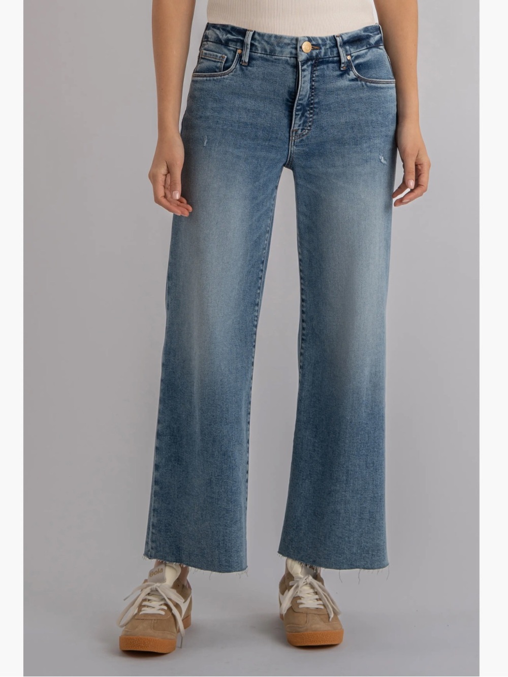 Kut from the Kloth Meg Fab Ab Raw Hem High Waist Wide Leg Jeans in Regent